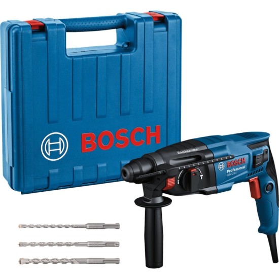 Bosch Bohrhammer GBH 2-21 Professional, mit 3-teiligen Bohrer-Set