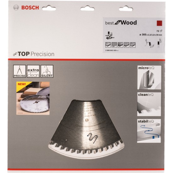 Bosch Kreissägeblatt Best for Wood, Ø 305mm, 72Z