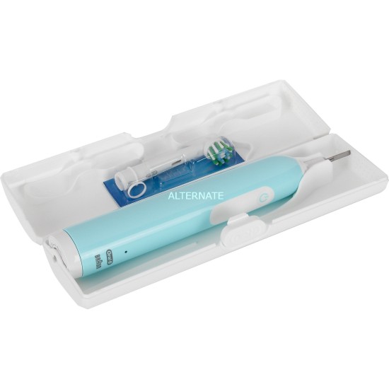 Braun Oral-B Pro 1 Cross Action Caribbean Blue mit Reiseetui, Elektrische Zahnbürste