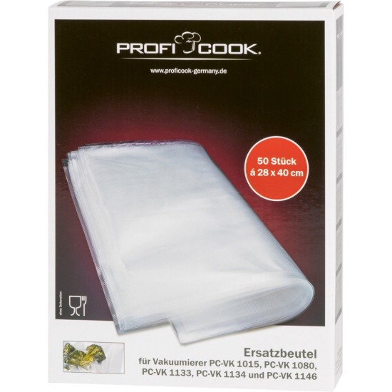 ProfiCook Vakuumierbeutel 28cm x 40cm, 50 Stück, Vakuumier-Folien