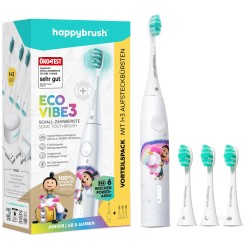 happybrush ECO VIBE KIDS Agnes + 3 Refills, Elektrische Zahnbürste