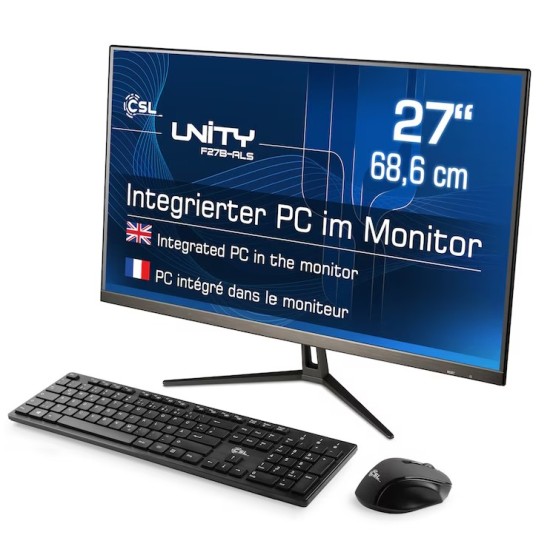 CSL Unity F27B-ALS All-in-One PC 27 (68,6cm) FHD Display, Intel N200, 32GB RAM, 1000GB M.2 SSD, Intel Grafik, Wi-Fi 6, Bluetooth 5.2, Windows 11