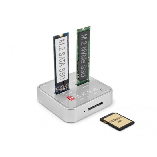 DeLOCK USB 3.0 Docking- und Klonstation M.2 NVMe/M.2 SATA/SD, Dockingstation