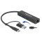 DeLOCK USB 3.2 Gen 1 Hub mit 3 Ports und Gigabit LAN und USB-C/A-Stecker, Dockingstation