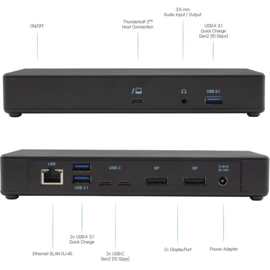 i-tec Thunderbolt3/USB-C Dual DisplayPort 4K Docking Station + Power Delivery 85W, Dockingstation