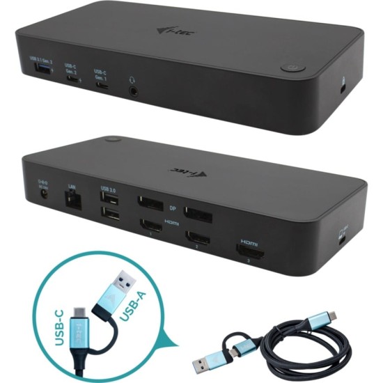 i-tec USB 3.0 / USB-C / TB, 3x 4K Docking Station + Power Delivery 100W, Dockingstation