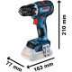 Bosch Akku-Bohrschrauber GSR 18V-90 C Professional solo, 18Volt