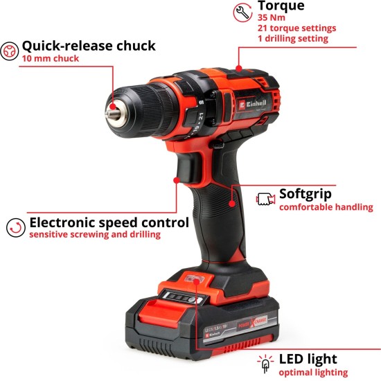 Einhell Akku-Bohrschrauber TC-CD 18/35 Li, 18Volt
