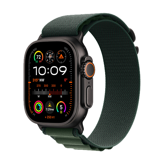 Watch Apple Watch Ultra 2 (2024) LTE 49mm Black Titanium Case with Alpine Loop M - Dark Green Watch Apple Watch Ultra 2 (2024) LTE 49mm Black Titanium Case with Alpine Loop M - Dark Green