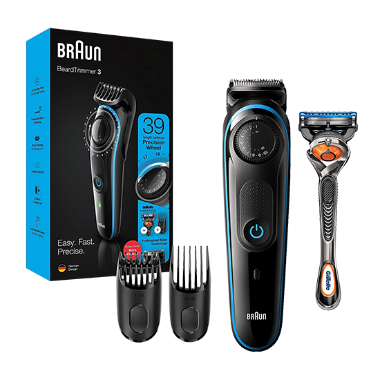 Braun BT3240 Beard Trimmer 3 + Hair Clipper with Gillette Fusion5 ProGlide