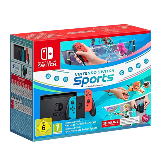 Nintendo Switch Console - Neon Blue/Neon Red Nintendo Switch Sports Set + 12 Months NSO