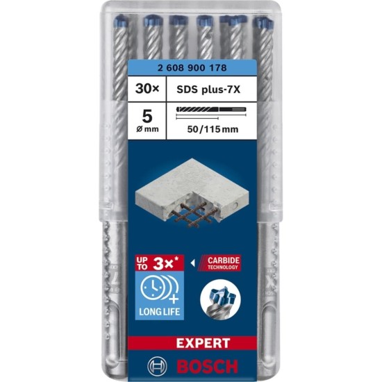 Bosch Expert Hammerbohrer SDS-plus-7X, Ø 5mm, 30 Stück