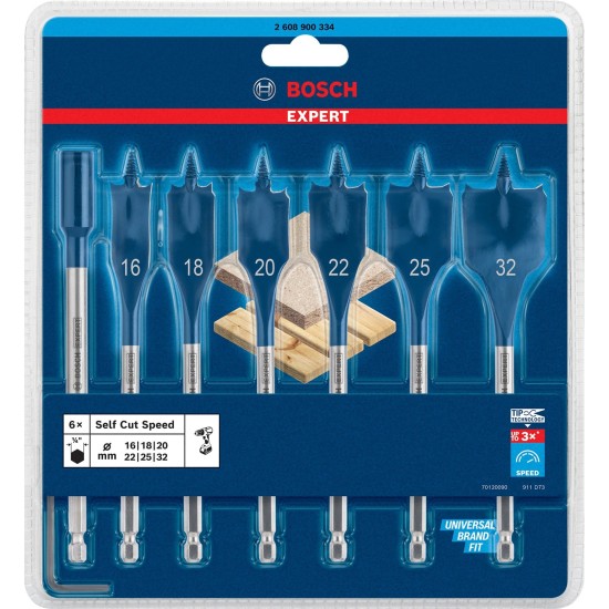 Bosch Expert Self Cut Speed Flachfräsbohrer-Satz, 7-teilig,  Ø 16 - 32mm