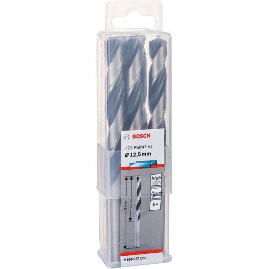 Bosch HSS-Spiralbohrer PointTeQ, Ø 12,5mm x 151mm, 5 Stück
