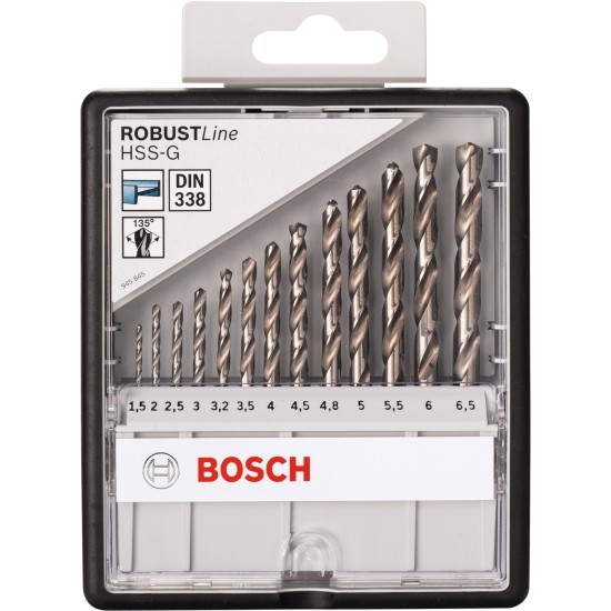 Bosch RobustLine HSS-G-Spiralbohrer-Satz, 135°, 13-teilig
