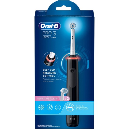 Braun Oral-B Pro 3 3000 Sensitive Clean, Elektrische Zahnbürste