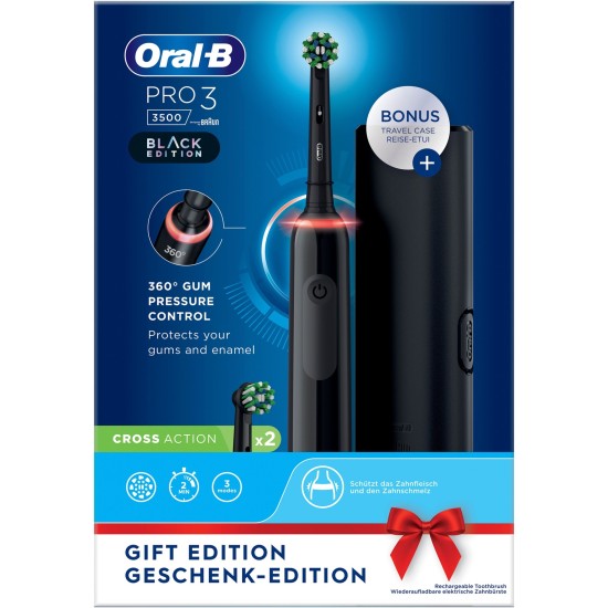 Braun Oral-B Pro 3 3500 Black Edition, Elektrische Zahnbürste
