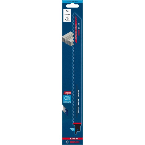 Bosch Expert Säbelsägeblatt ‘Aerated Concrete’ S 1241 HM, 3 Stück