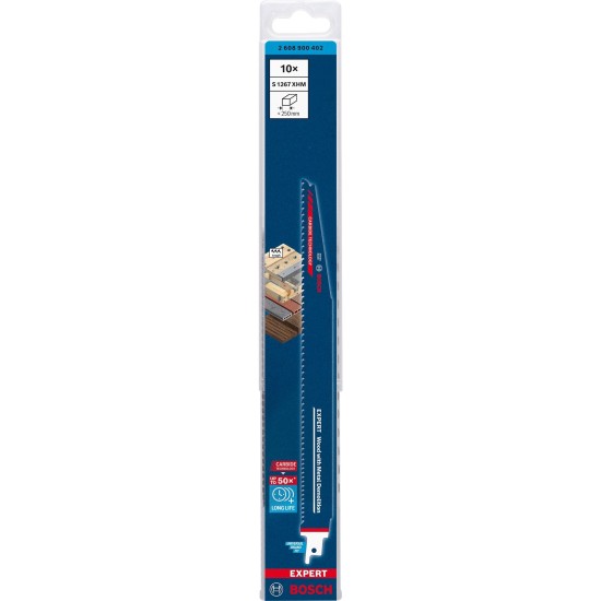 Bosch Expert Säbelsägeblatt ‘Wood with Metal Demolition’ S 1267 XHM, 10 Stück