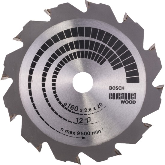 Bosch Kreissägeblatt Construct Wood, Ø 160mm, 12Z
