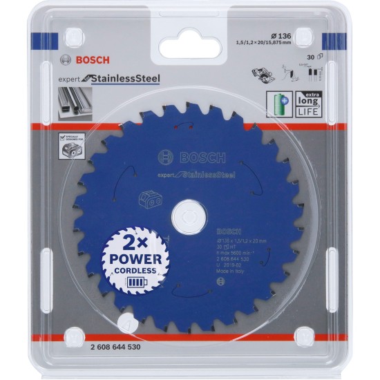 Bosch Kreissägeblatt Expert for Stainless Steel, Ø 136mm, 30Z