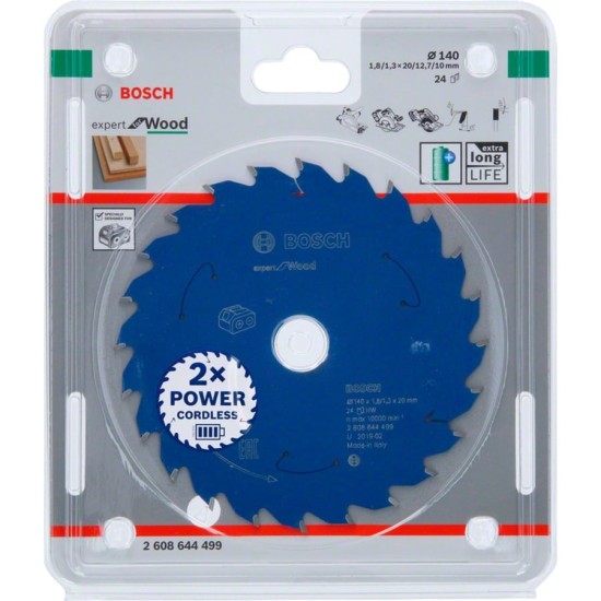Bosch Kreissägeblatt Expert for Wood, Ø 140mm, 24Z