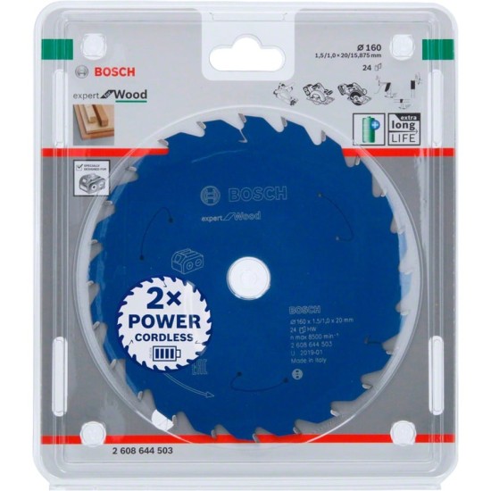 Bosch Kreissägeblatt Expert for Wood, Ø 160mm, 24Z