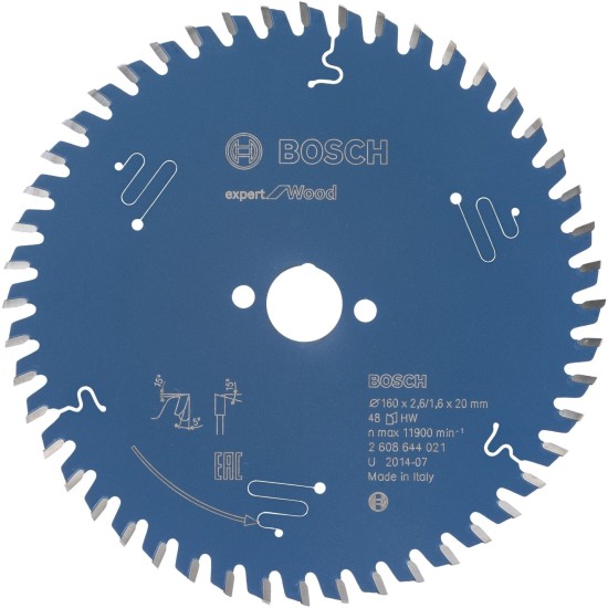 Bosch Kreissägeblatt Expert for Wood, Ø 160mm, 48Z