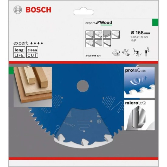 Bosch Kreissägeblatt Expert for Wood, Ø 168mm, 16Z