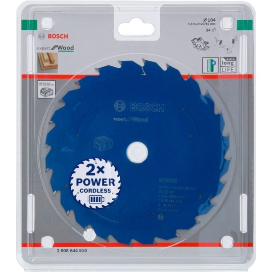 Bosch Kreissägeblatt Expert for Wood, Ø 184mm, 24Z