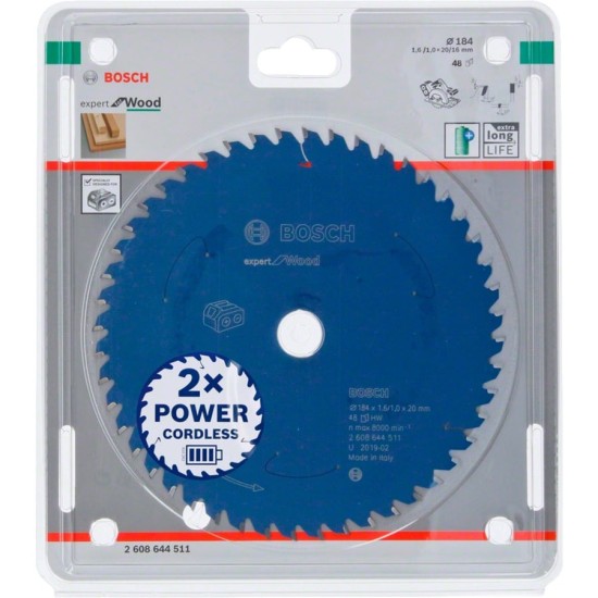 Bosch Kreissägeblatt Expert for Wood, Ø 184mm, 48Z