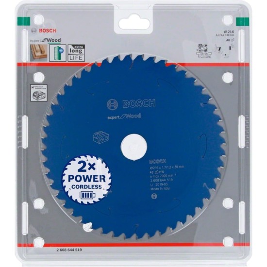 Bosch Kreissägeblatt Expert for Wood, Ø 216mm, 48Z