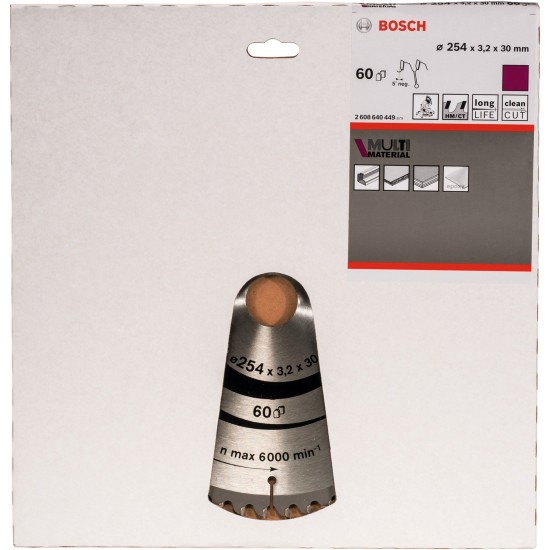 Bosch Kreissägeblatt Multi Material, Ø 254mm, 60Z