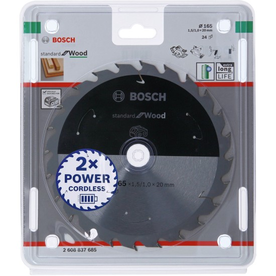 Bosch PRO Wood cordless Kreissägeblatt, Ø 165mm, 24Z