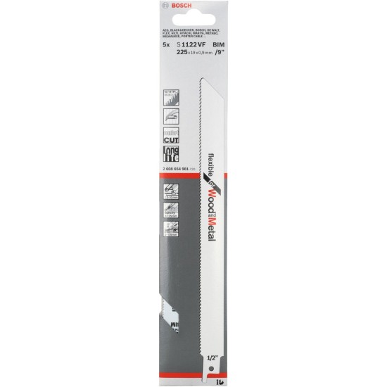 Bosch Säbelsägeblatt S 1122 VF Flexible for Wood and Metal, 5 Stück