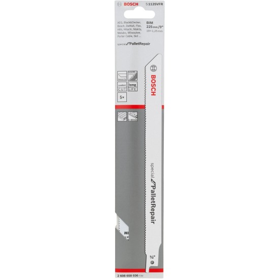 Bosch Säbelsägeblatt S 1125 VFR Special for Pallet Repair, 5 Stück