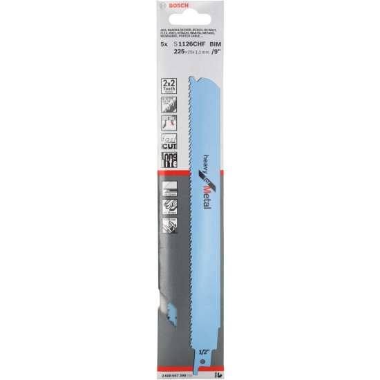 Bosch Säbelsägeblatt S 1126 CHF Heavy for Metal, 5 Stück