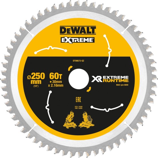 DEWALT Kreissägeblatt XR EXTREME RUNTIME DT99573, Ø 250mm, 60Z