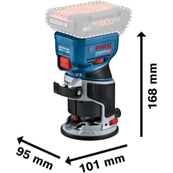 Bosch Akku-Kantenfräse GKF 18V-8 Professional solo + Taucheinheit, Oberfräse