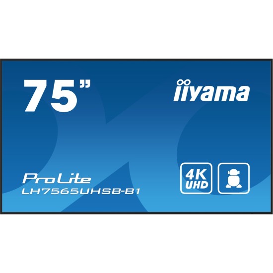 iiyama ProLite LH7565UHSB-B1: 189cm (75) 4K UHD Signage Monitor DP/HDMI/RJ45