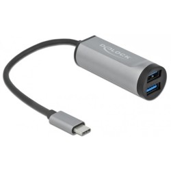 DeLOCK 2 Port USB 3.2 Gen 1 Hub mit USB Type-C Anschluss und SD + Micro SD Slot, USB-Hub