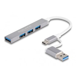 DeLOCK 4 Port Slim USB Hub mit USB Type-C oder USB Typ-A, USB-Hub
