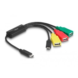 DeLOCK 4 Port USB 2.0 Kabel-Hub mit USB Type-C zu 3 x USB-A, USB-Hub