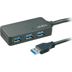 Lindy USB 3.2 Gen 1 Aktivhub Pro, USB-A Stecker > 3x USB-A Buchse, USB-Hub