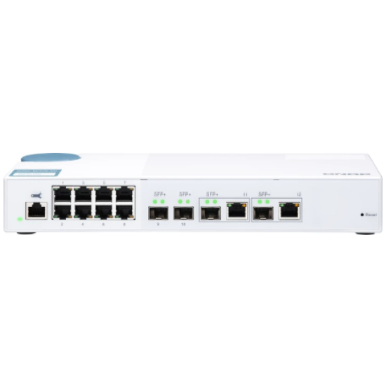 QNAP QSW-M408-2C Smart Managed Switch [2x 10GbE SFP+, 2x 10GbE SFP+/RJ45 Combo, 8x 1GbE (RJ45), Layer 2, Netzwerkmanagement]