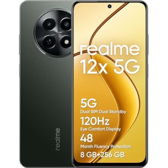 Realme 12X 5G Glowing Black Android Smartphone (8GB RAM, 256GB storage)