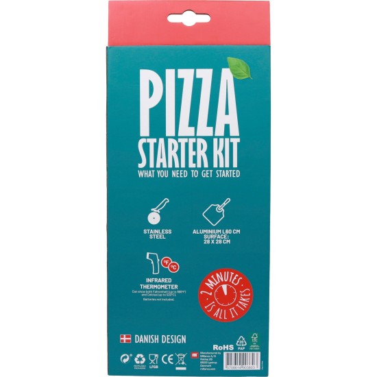Cozze Geschenkset mit Pizzaschaufel, Thermometer und Pizzaschneider, Grillbesteck