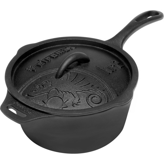 Petromax Gusseiserne Kasserolle kr2, mit Aroma-Profil-Deckel, Topf