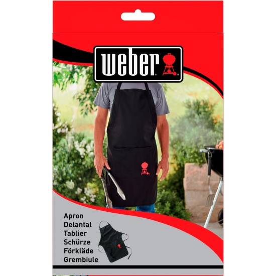 Weber Grill­schür­ze, schwarz mit rotem Kettle Grill 6474, Schürze