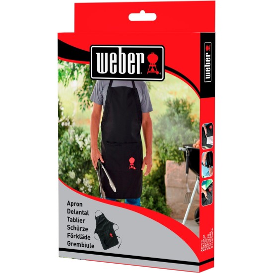Weber Grill­schür­ze, schwarz mit rotem Kettle Grill 6474, Schürze